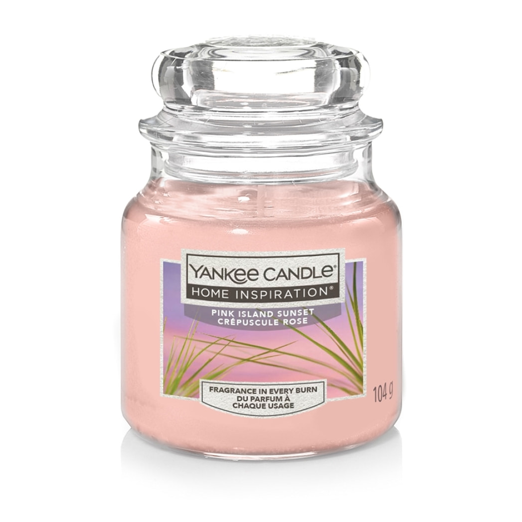 Set 3pz Candela in giara piccola Pink Island sunset