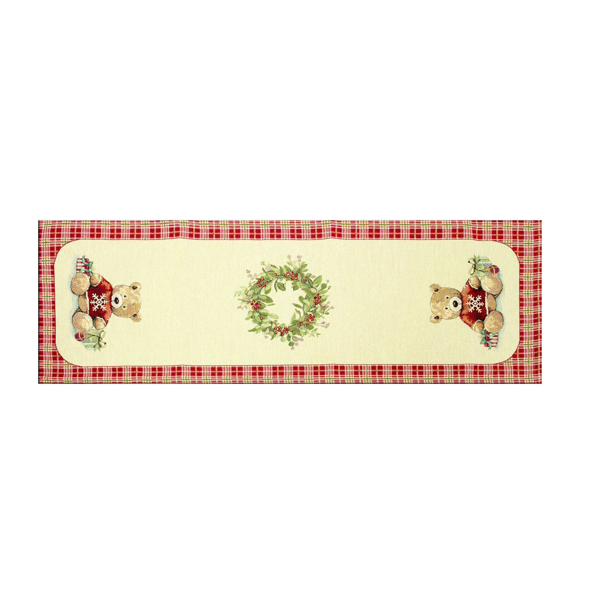 Runner Natalizio Tessuto Gobelin Disegno Orsetto 40*100