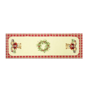 Runner Natalizio Tessuto Gobelin Disegno Orsetto 40*100