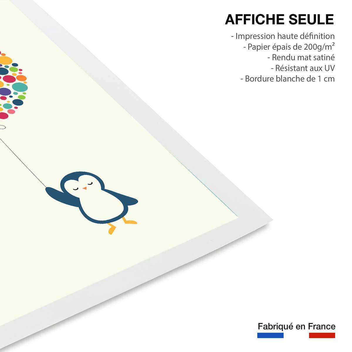 Affiche  pingouin ballon Affiche seule