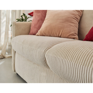 Maho - canapé 2 places convertible express couchage quotidien 140 cm matelas 11 cm en velours côtelé - Beige
