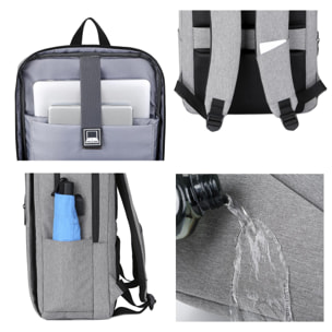 DAM Mochila para Laptop con interfaz de carga USB. 30x15x47 Cm. Color: Gris