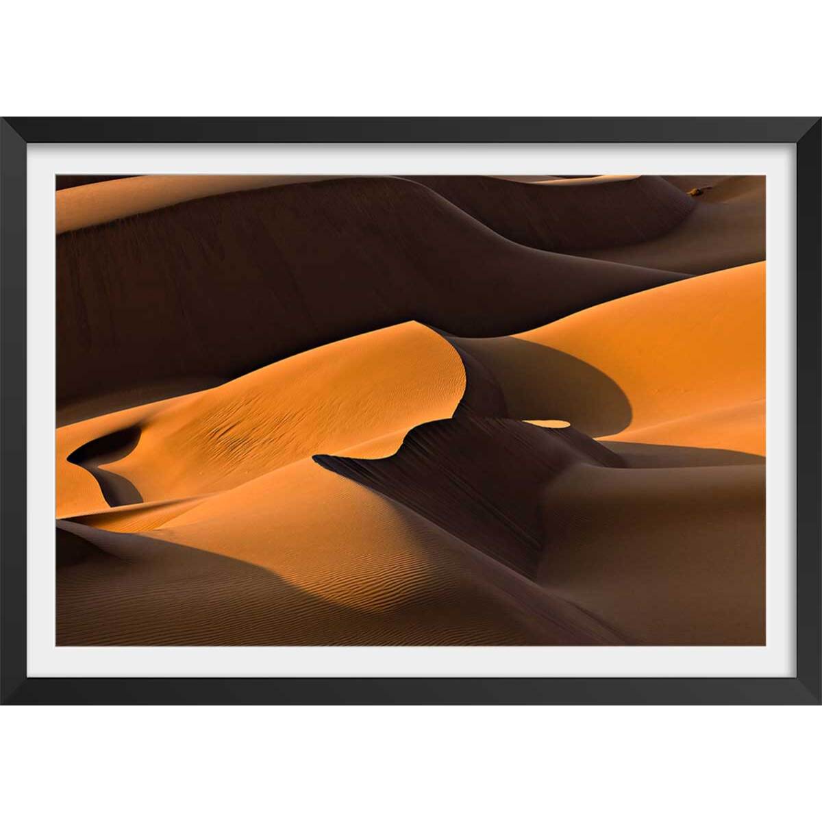 Affiche dune d'Iran Affiche + cadre en bois - Noir