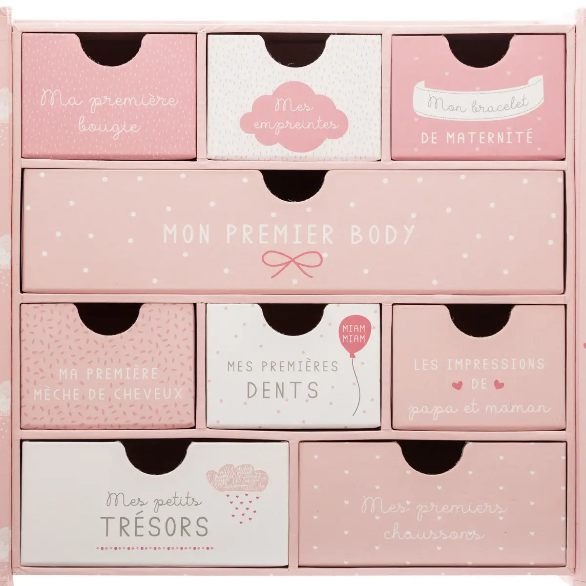 Coffret de naissance souvenirs nuage 9 tiroirs PPR