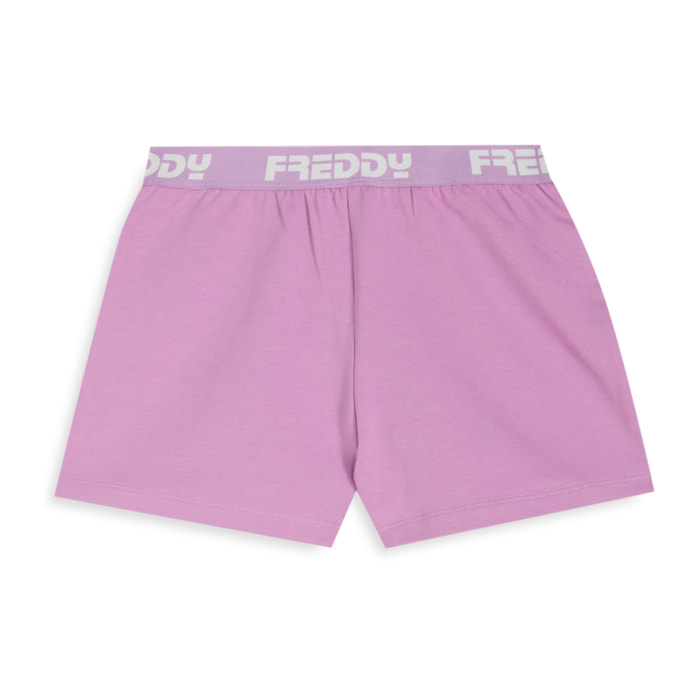 Pantaloncini Bambina in Cotone Elasticizzato con Elastico Jacquard