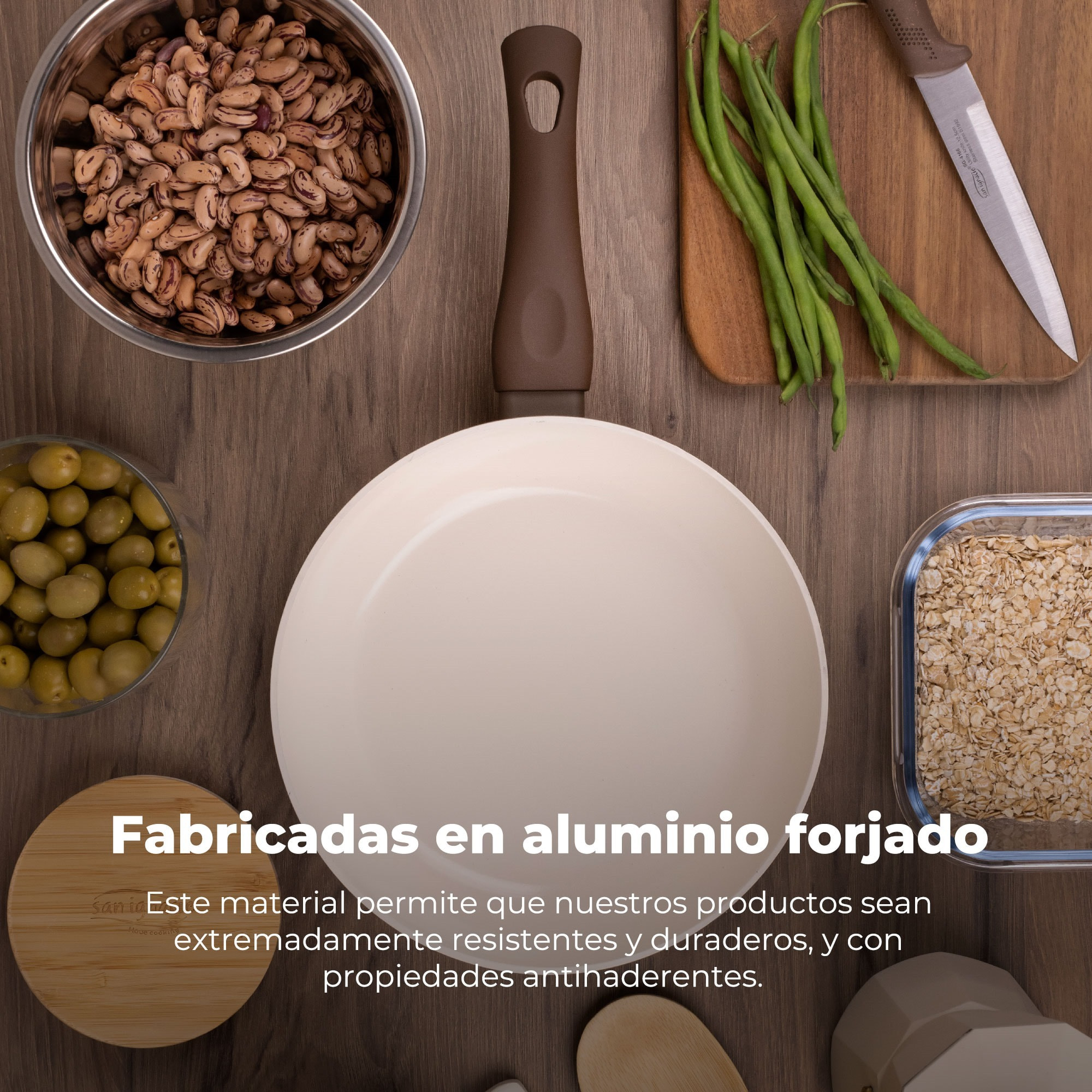 Juego de asador + wok + sartén asador en aluminio forjado de la colección 'natur'