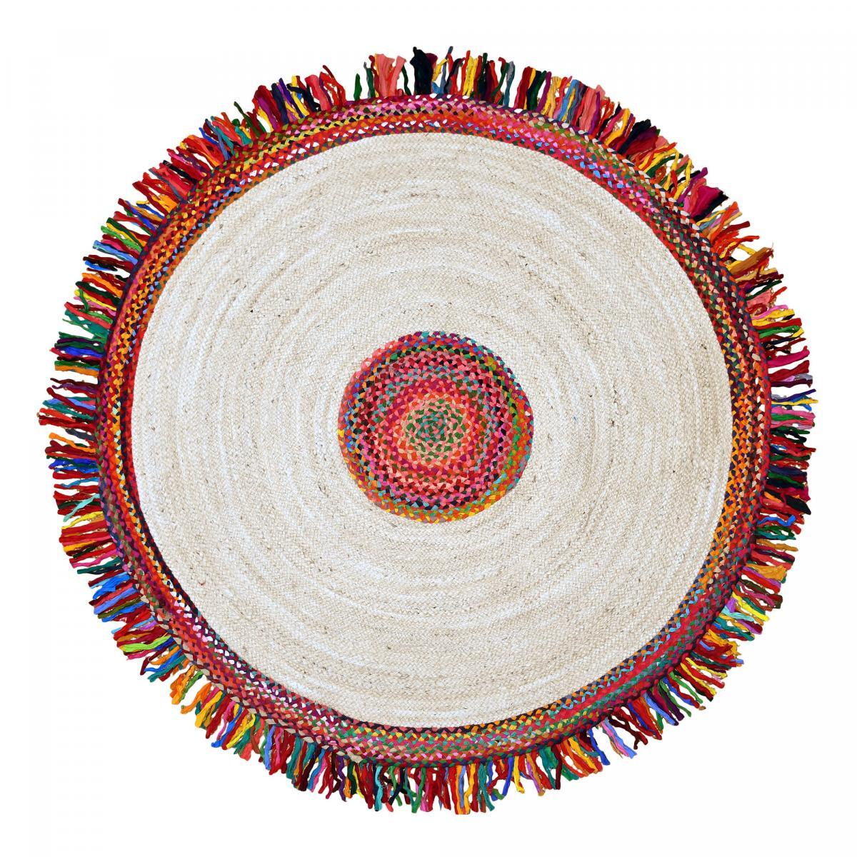 Tapis kilim rond fabriqué à la main en jute SPINI