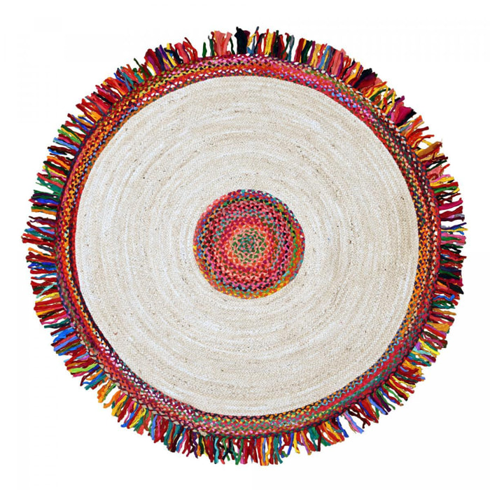 Tapis kilim rond fabriqué à la main en jute SPINI