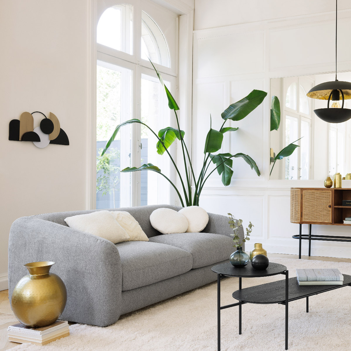 Vase "Oasis" - métal martelé - doré H40 cm