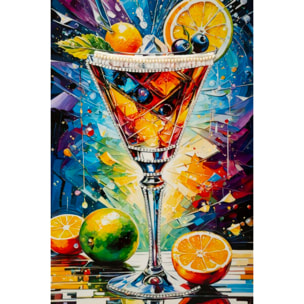 STAMPA DECORATA SU TELA LACCATA C/CORNICE COCKTAIL -A- CM 62X3,5
 X92
