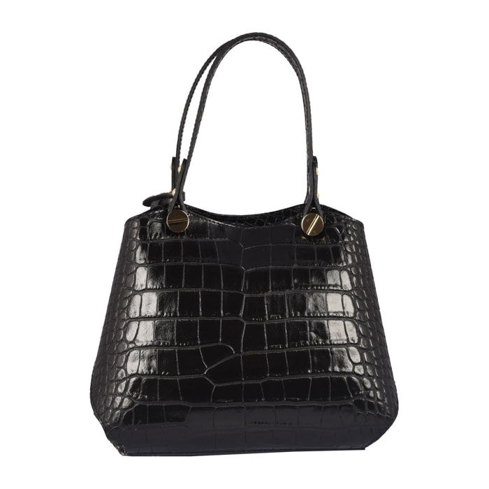 Borse Donna colore Nero-in pelle Made in Italy 21x26x10cm