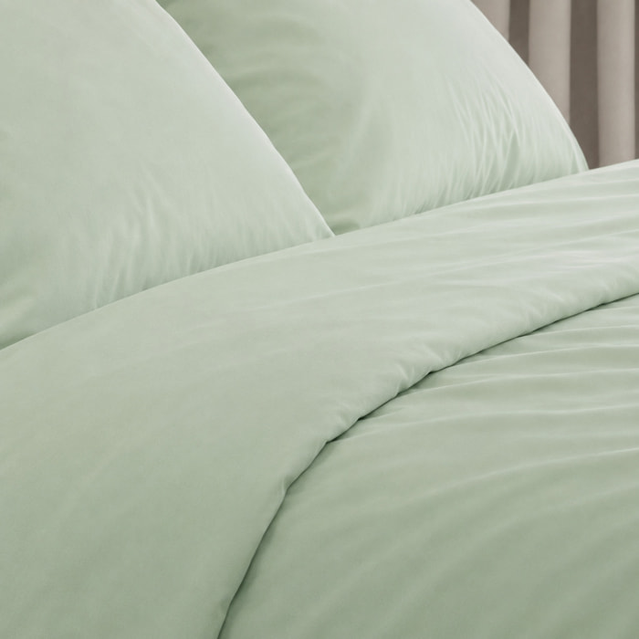 SARTORIALE Completo letto Elegance Tinta Unita in Percalle_Matrimoniale_Menta
