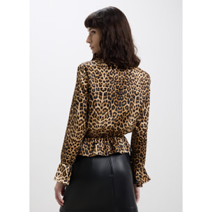 Blusa animalier con rouches