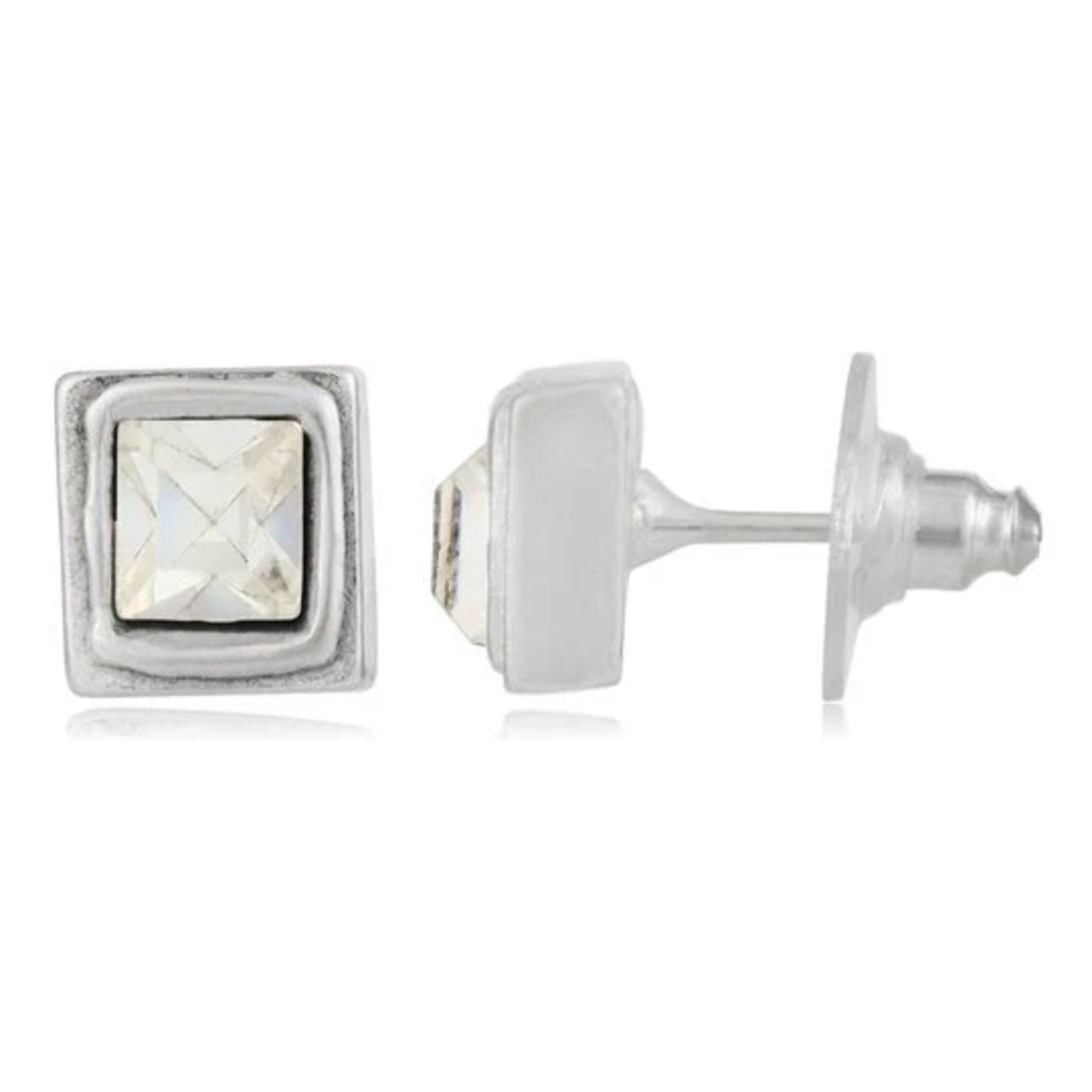 Pendiente plata Swarovski cristal Square con