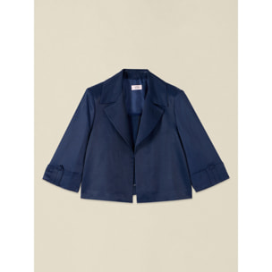 Oltre - Blazer cropped misto lino - Blu