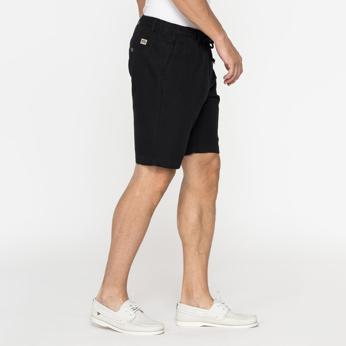 BERMUDA CHINO IN TESSUTO LINO E COTONE CON COULISSE
