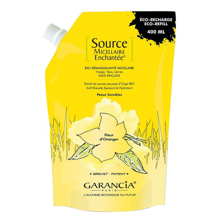 Source Micellaire Enchantée - Eau Micellaire 4 en 1 - Éco-Recharge Fleur d'Oranger 400 ml