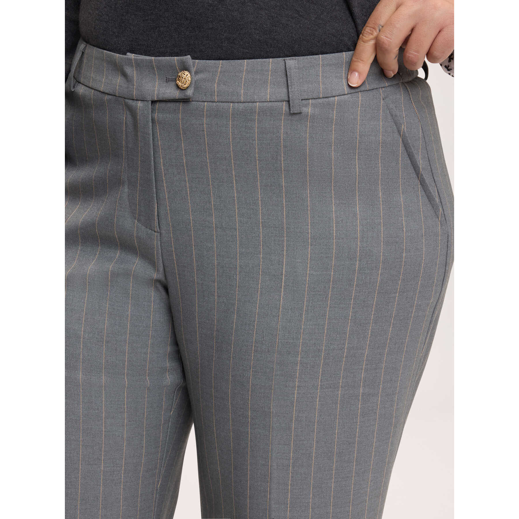 Fiorella Rubino - Pantaloni Wide Leg gessati - Grigio