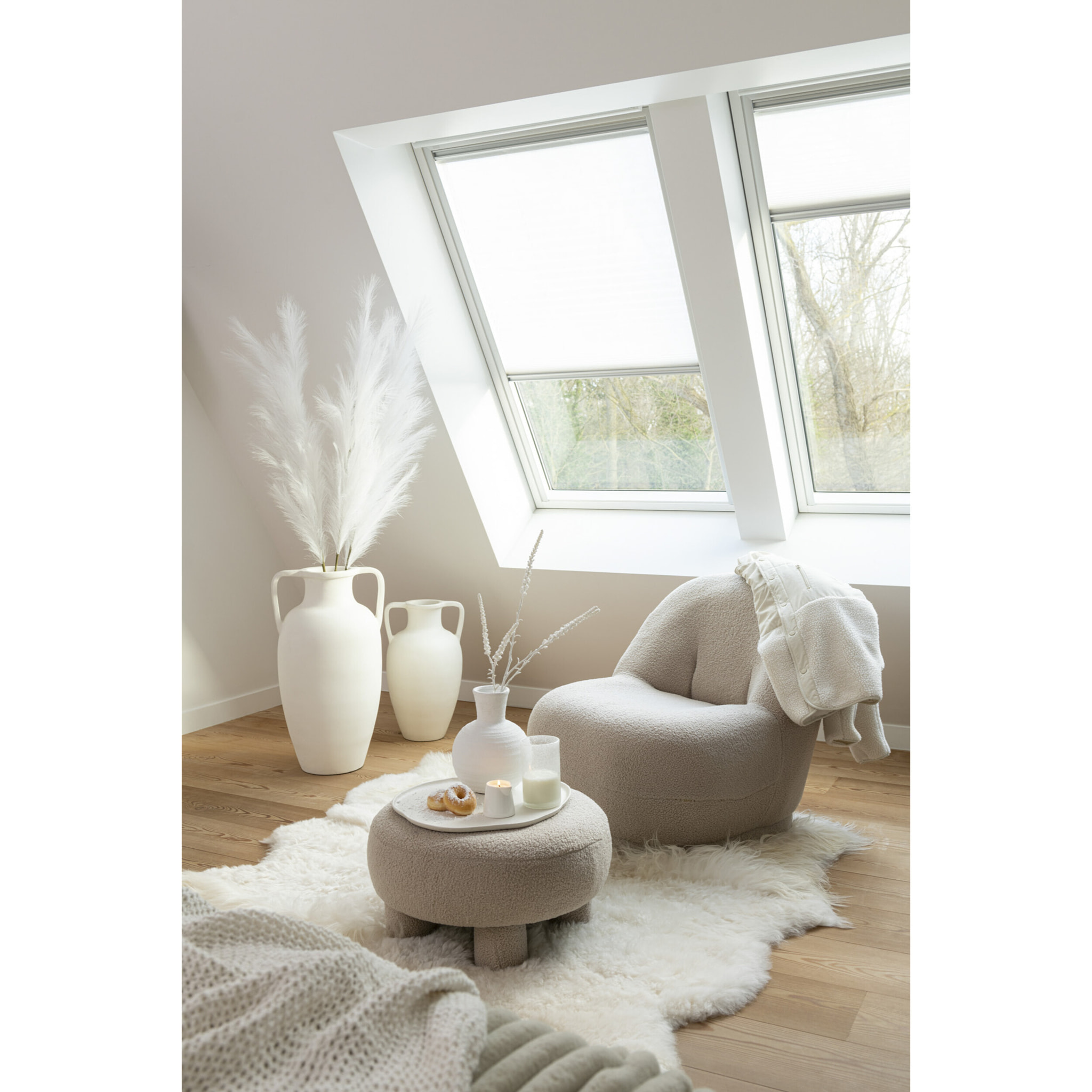 J-Line décoration Branche Astilbe 5 Parties - plastique - blanc