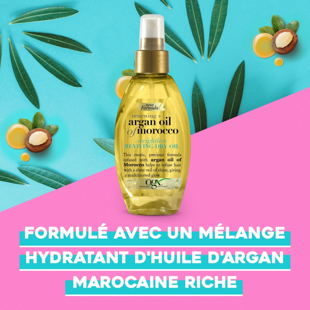 OGX Huile Sèche Huile d'Argan du Maroc, 118ml – Huile cheveux réparatrice contre les pointes fourchues et les frisottis – Soin c