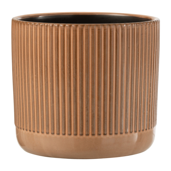 J-Line cachepot Lignes - céramique - orange/beige - large - Ø 17.50 cm