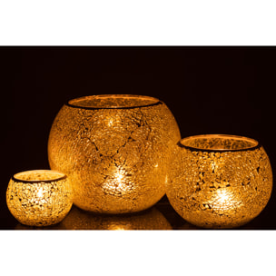 J-Line bougeoir Mozaiek Rond - verre - jaune - large