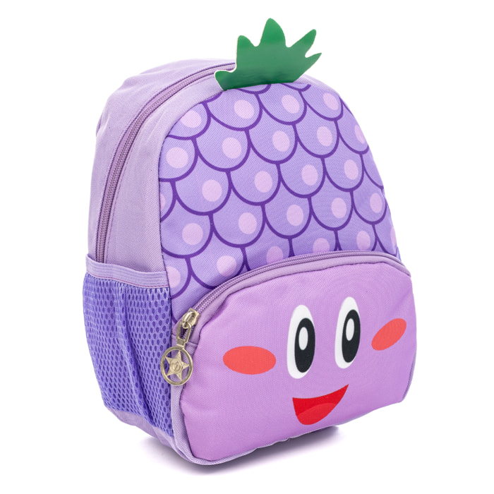 Mochila infantil con diseño de Uvas. Con hombreras acolchadas, transpirables y ajustables.