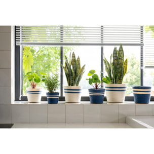 J-Line cache-pot Ligné - papier - blanc/bleu foncé - extra large - set de 2