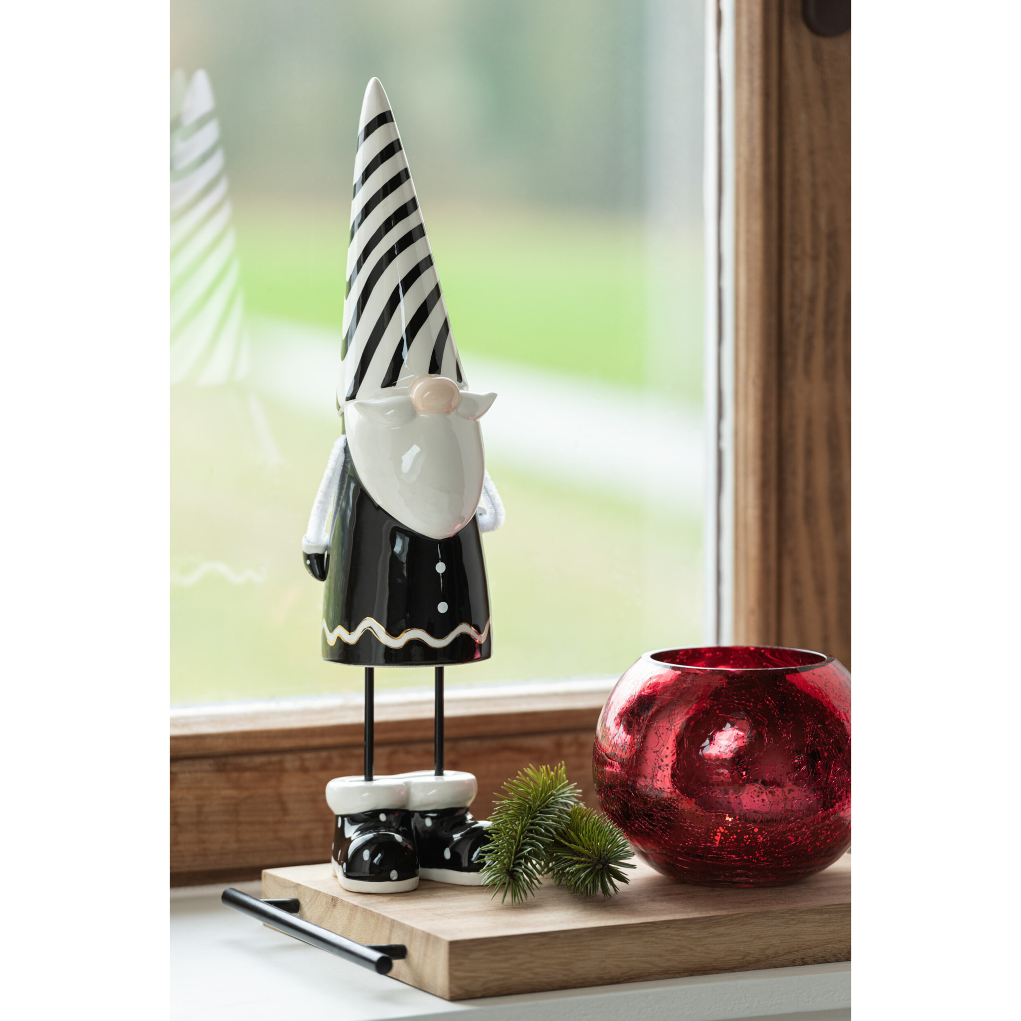 J-Line photophore Boule Craquele - verre - brillant rouge - medium
