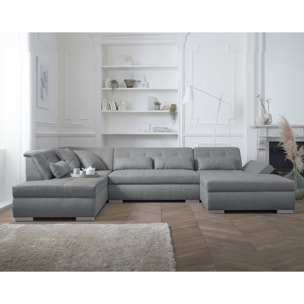 Vermont - canapé panoramique d'angle gauche - 7 places - XXL - Gris clair