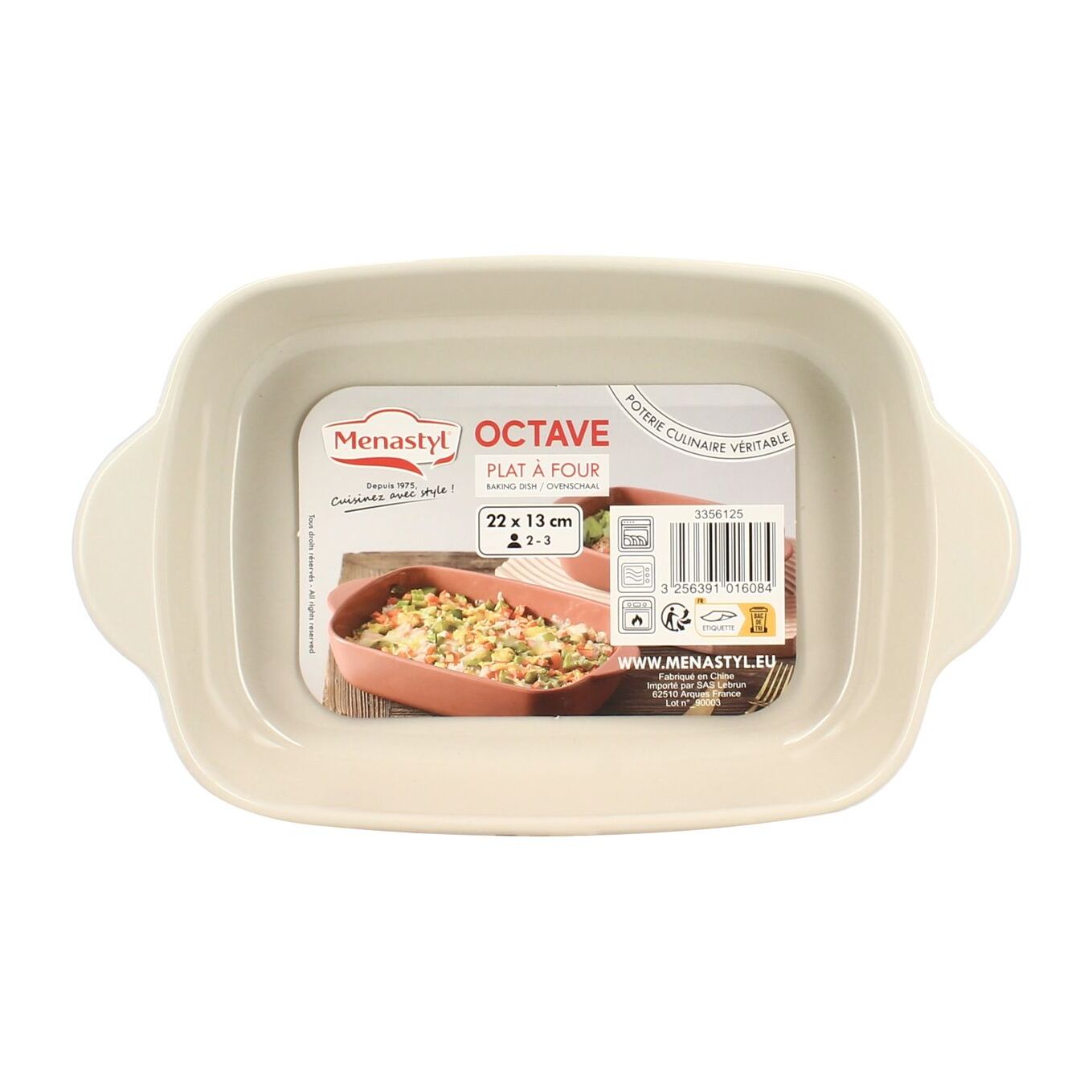 Plat à four en grès beige 22x13,5cm OCTAVE