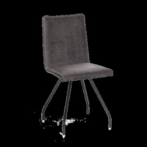 Lot de 2 chaises en velours & piètement métal noir - HARRY