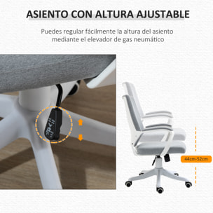 Silla de Oficina Giratoria Silla de Escritorio Ergonómica con Altura Ajustable Reposabrazos Acolchado y Soporte Lumbar Carga Máx. 120 kg 62x69x92-100 cm Gris
