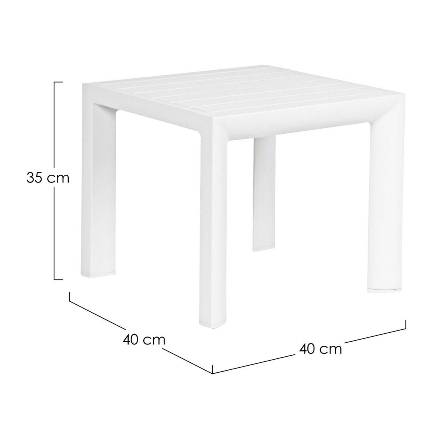 Set 2 tavolini da giardino ZARAGOZA in alluminio bianco verniciato a polvere, 40×40 cm