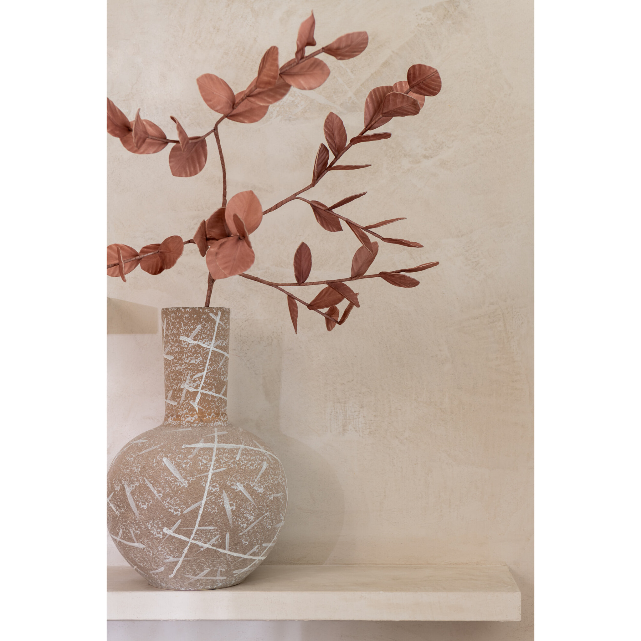 J-Line vase Dun Globe - céramique - beige/blanc - Ø 34 cm