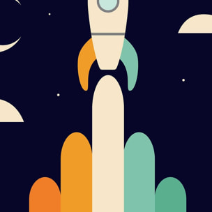 Affiche enfant astro up Affiche + cadre en bois - Chêne