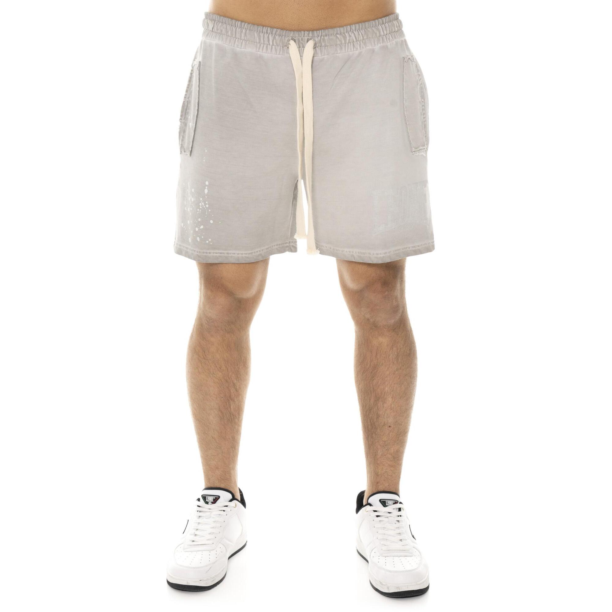 Pantaloncini da uomo non garzato in tessuto lavato Leone Old Wash