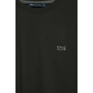 Camiseta negra básica de cuello redondo con detalle bordado