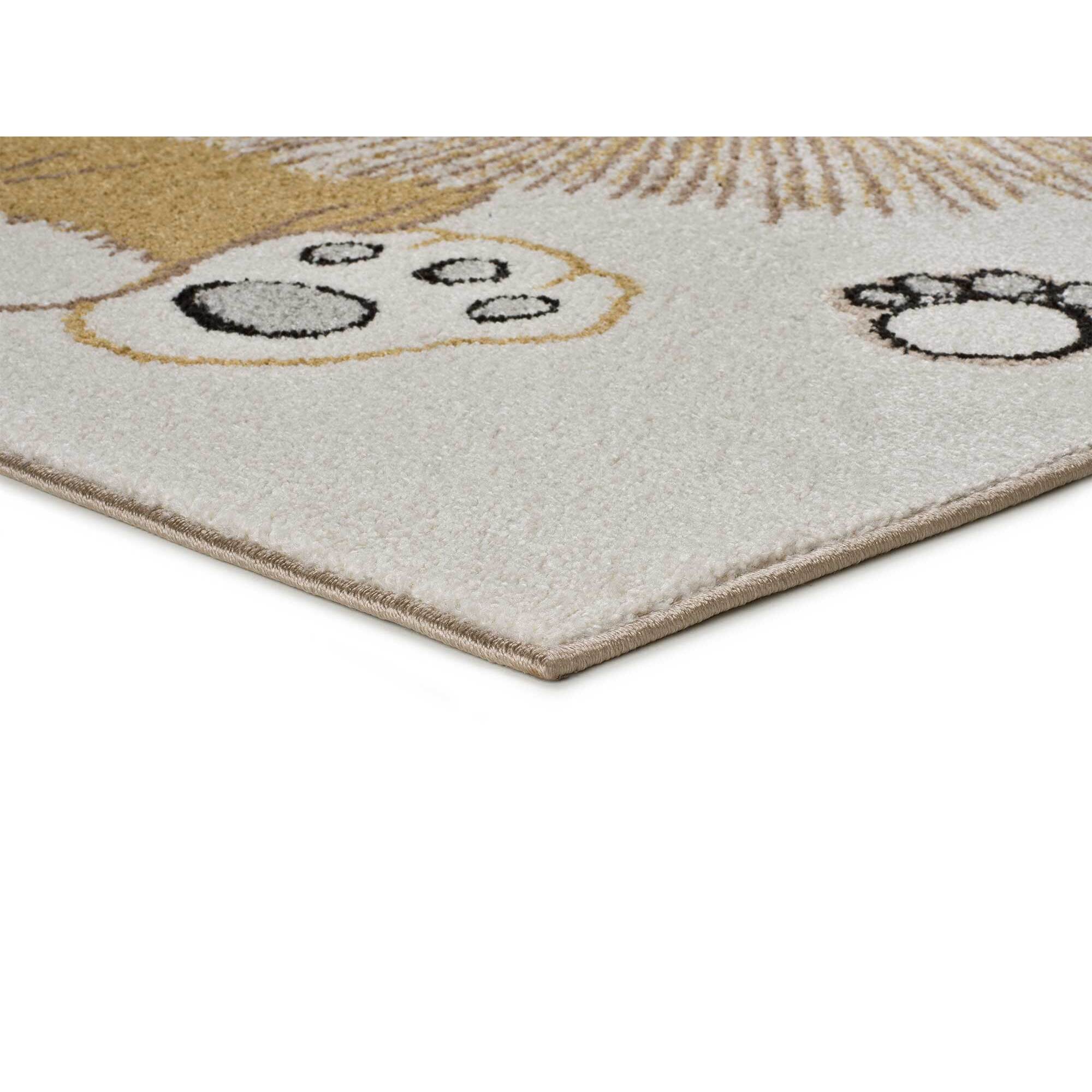 BEATS Alfombra infantil de león en color blanco.