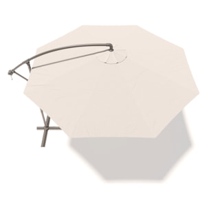 Ombrellone 3x3 M Decentrato Retrattile Braccio Rotabile Chiusura Manovella Giardino Piscina In Acciaio Inossidabile Telo 180 g/m2 Impermeabile Panna