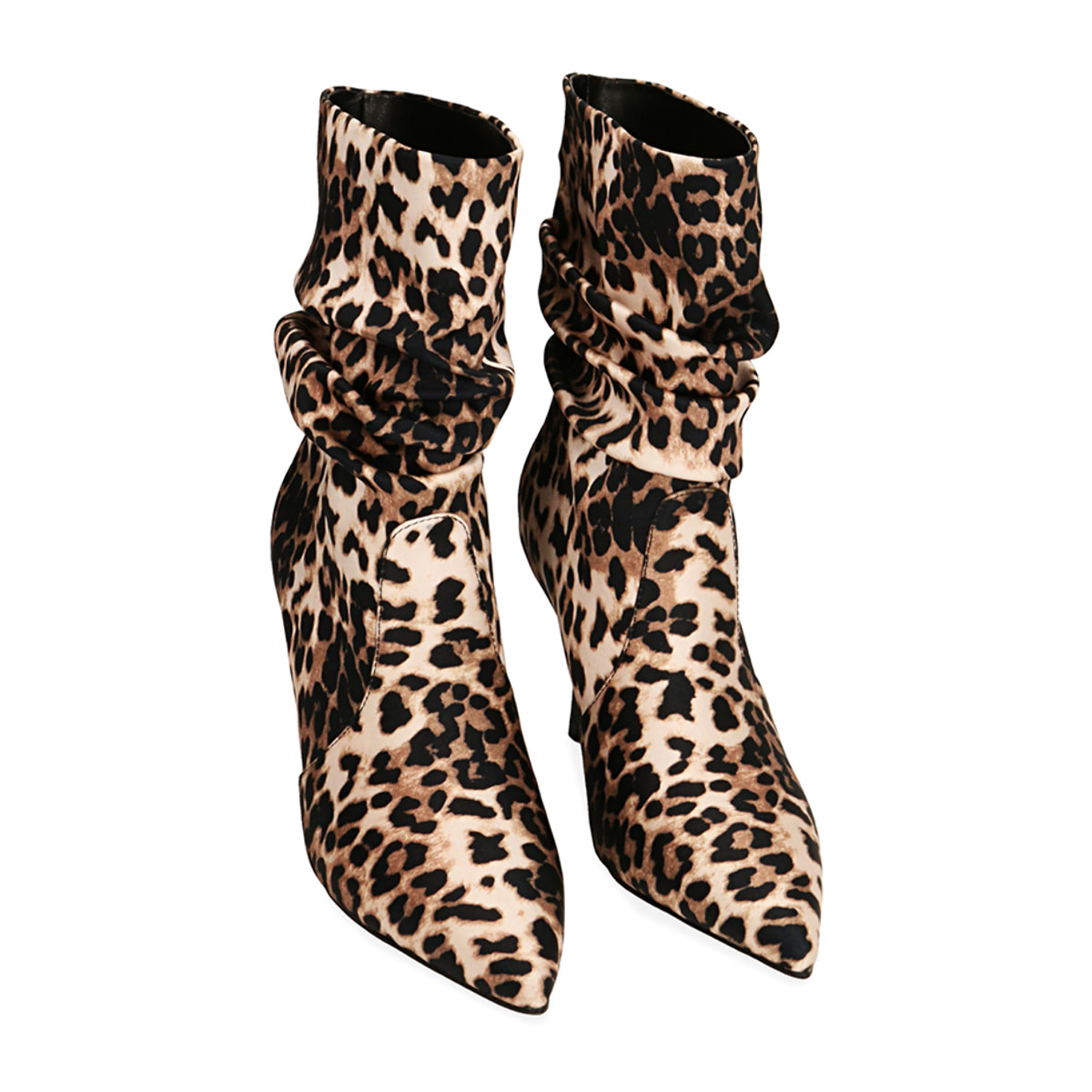 Ankle boots leopard in raso, tacco 8,5 cm