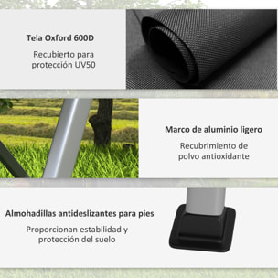 Silla de Camping Plegable de Aluminio con Respaldo Ajustable Reposabrazos de Madera Silla de Jardín Portátil con Bolsa de Transporte para Exterior Piscina Playa 74x59,5x98 cm Negro