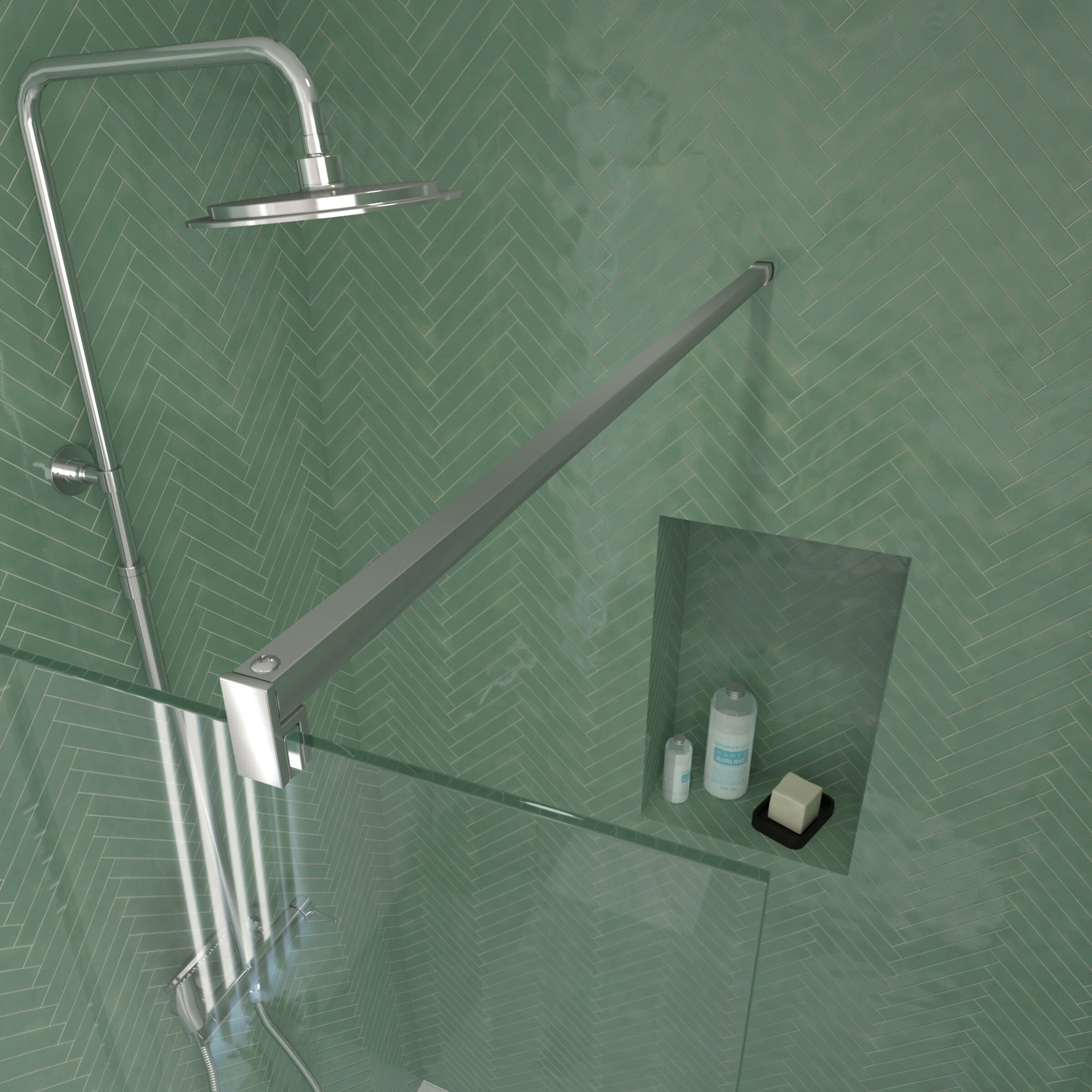 Paroi de Douche 50x195 cm en Verre Trempé 5 mm - Finition Chromé - CHROMED ELEMENTARY