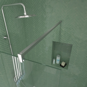 Paroi de Douche 50x195 cm en Verre Trempé 5 mm - Finition Chromé - CHROMED ELEMENTARY