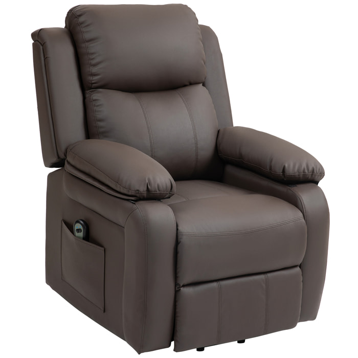 Fauteuil de relaxation électrique fauteuil releveur inclinable repose-pied ajustable revêtement synthétique chocolat