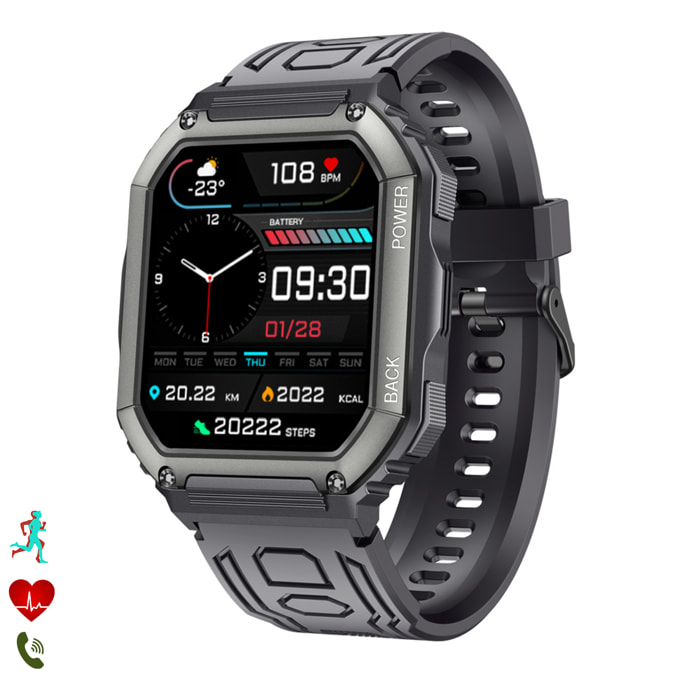 Smartwatch K6 multifunción. 16 modos deportivos. Monitor de tensión y O2 en sangre.