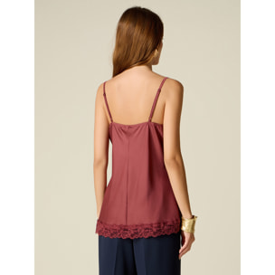 Oltre - Top lingerie in raso e pizzo - Bordeaux