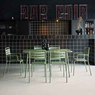 Table de jardin pliante métal + 6 assises AMÉLIA