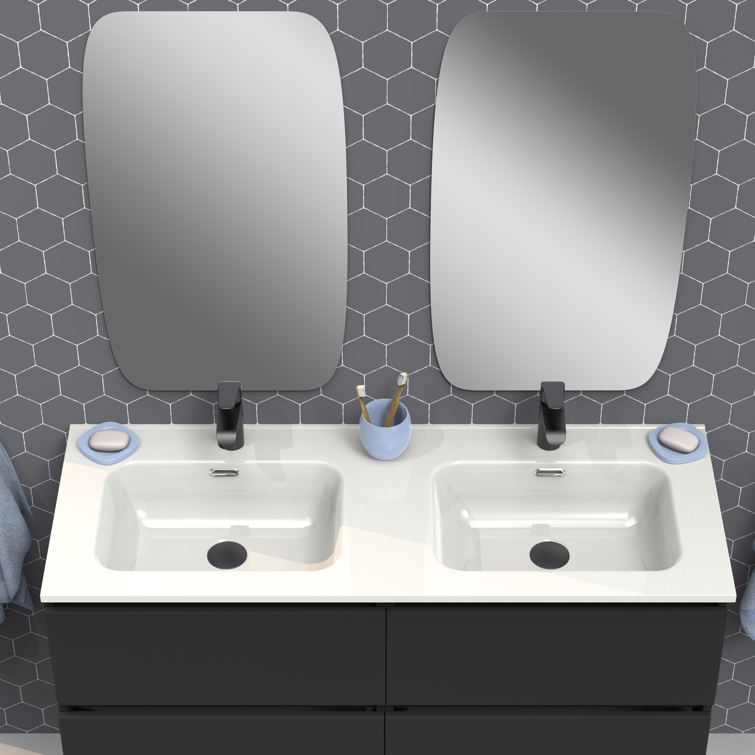 Ensemble de salle de bain IRONA 2C, 120cm, comprend lavabo et miroir