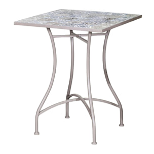 Petite table de jardin carreaux de ciment bleu et taupe 58 cm GRENADE
